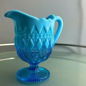 Prince William Blue Pearline Footed Creamer. RD no. 217752. Made in 1893.